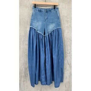 Cowgirl Tuff Jeans Women 27 Blue Denim Wide Leg Palazzo Flare Western